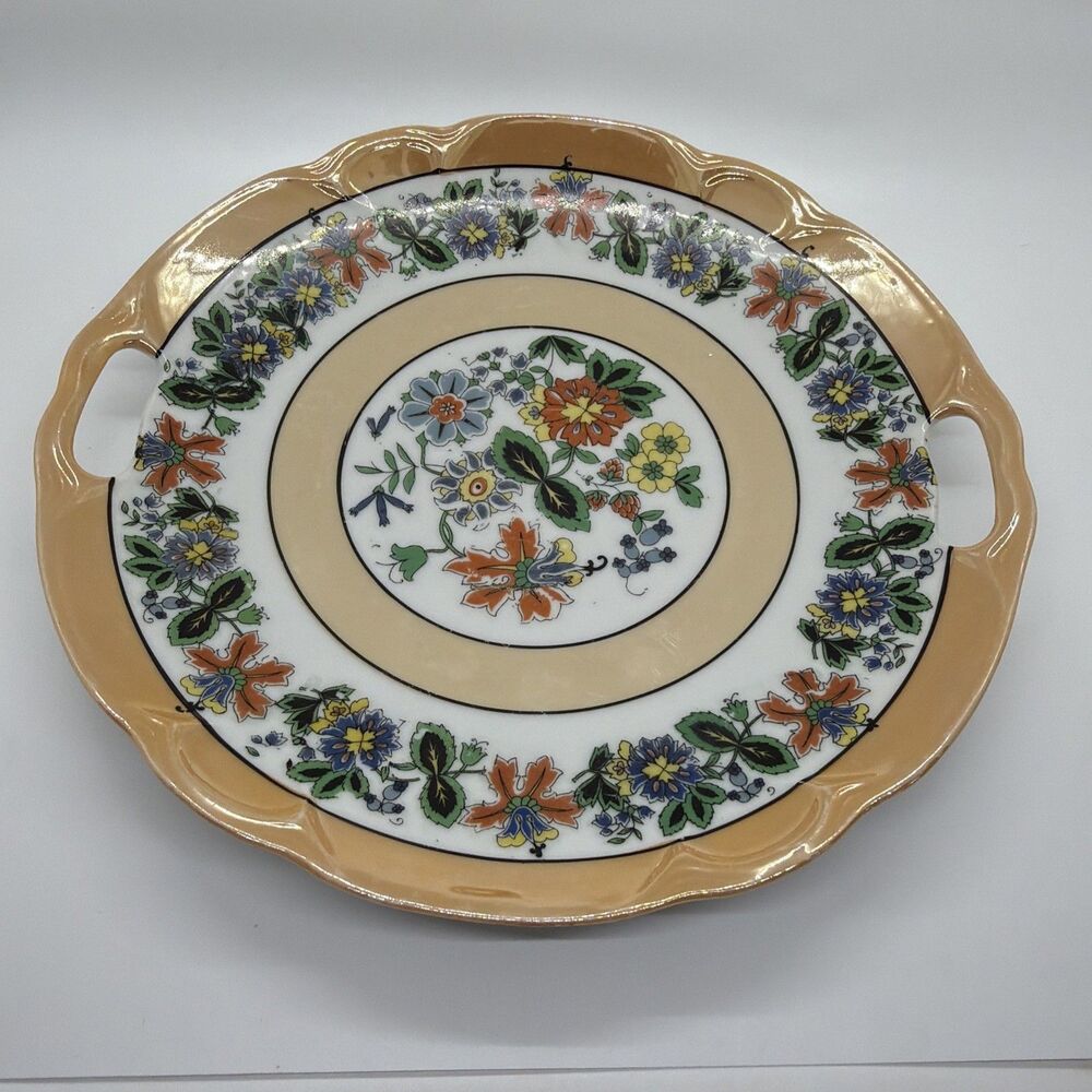 Vintage Bavaria Floral Porcelain Decorative Serving Plate With Handles
